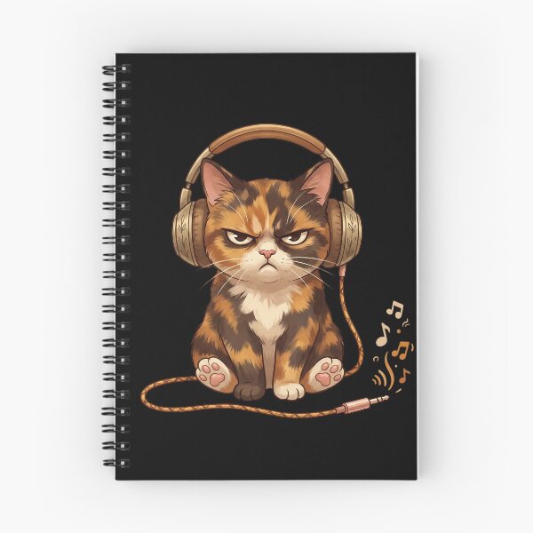 Item preview, Grumpy Calico Cat Vintage Bronze Headphones designed and sold by CrystalMineArts.