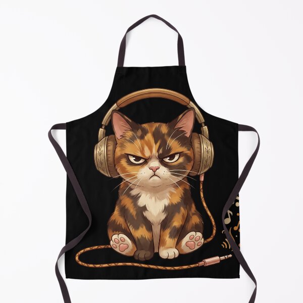 Item preview, Grumpy Calico Cat Vintage Bronze Headphones designed and sold by CrystalMineArts.