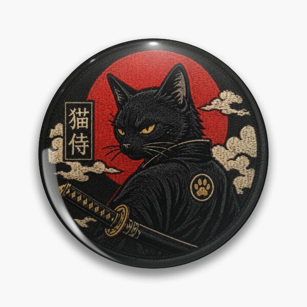 Item preview, Black Cat Samurai Japanese Warrior Patch designed and sold by kakmi-art.