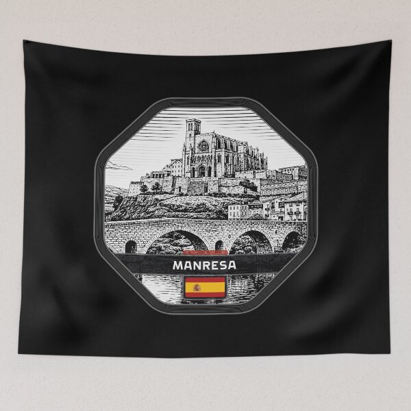Item preview, Manresa Spain Linocut Style  designed and sold by Thistle-TShop.