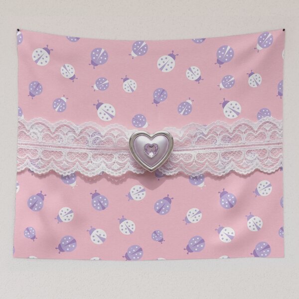 Item preview, Heart Charm on Lace Ribbon Cute Ladybugs designed and sold by purplesensation.