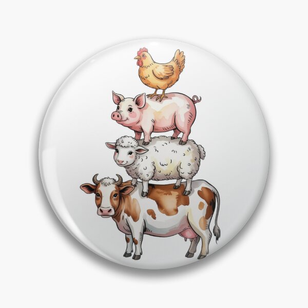 Item preview, Whimsical Barnyard Animals Stack Art - Cute Countryside Cow Sheep Pig Hen Watercolor Design designed and sold by Picasfarmer.