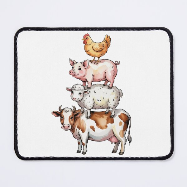 Item preview, Whimsical Barnyard Animals Stack Art - Cute Countryside Cow Sheep Pig Hen Watercolor Design designed and sold by Picasfarmer.