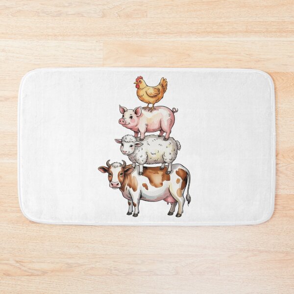 Item preview, Whimsical Barnyard Animals Stack Art - Cute Countryside Cow Sheep Pig Hen Watercolor Design designed and sold by Picasfarmer.