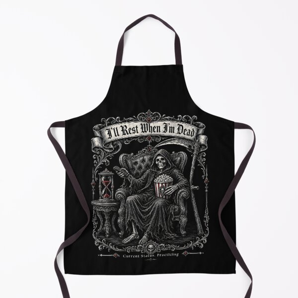Item preview, I'll Rest When I'm Dead – Funny Grim Reaper Watching TV with Popcorn Gothic Dark Humor designed and sold by Martin's_Design.