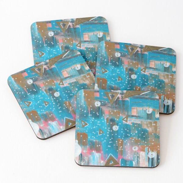 Item preview, Geometric Abstract Pattern with Teal, Gold, and Pink Hues designed and sold by ShonaCallumArt.