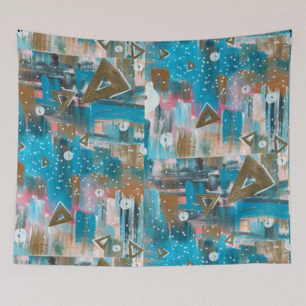 Item preview, Geometric Abstract Pattern with Teal, Gold, and Pink Hues designed and sold by ShonaCallumArt.