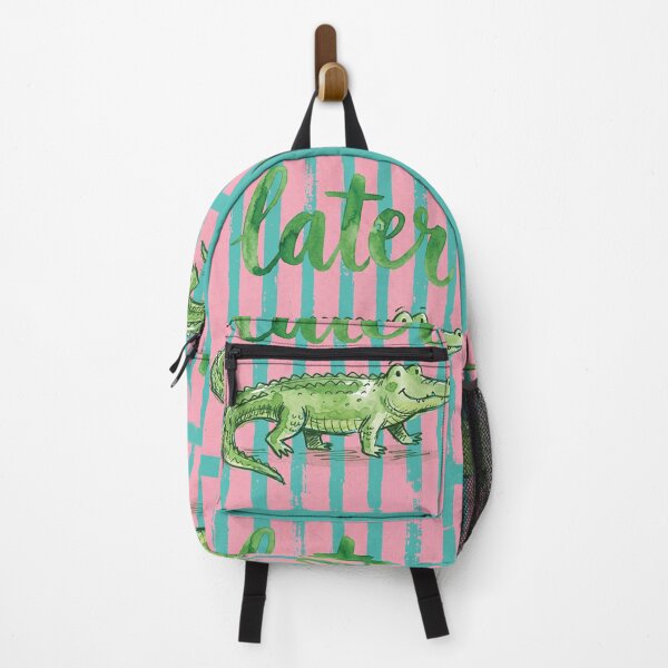 Item preview, Later Gator Retro Watercolor Alligator Summer Pink Stripes designed and sold by AdyKurniawan.
