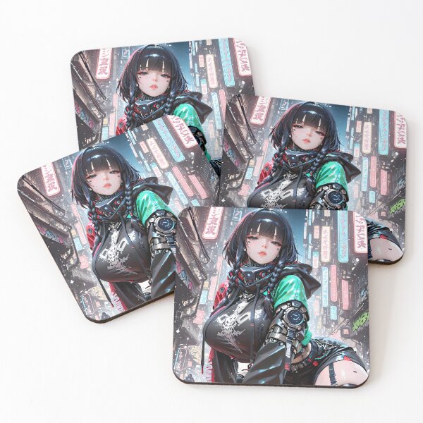 Item preview, Sci Fi Waifu Cyberpunk Anime Girl Neon Aesthetic designed and sold by BorgSpareParts.