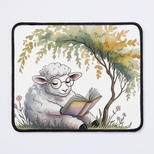 Item preview, Intellectual Watercolor Sheep Reading Book - Cute Studious Lamb Under Tree Farmhouse Art designed and sold by Picasfarmer.