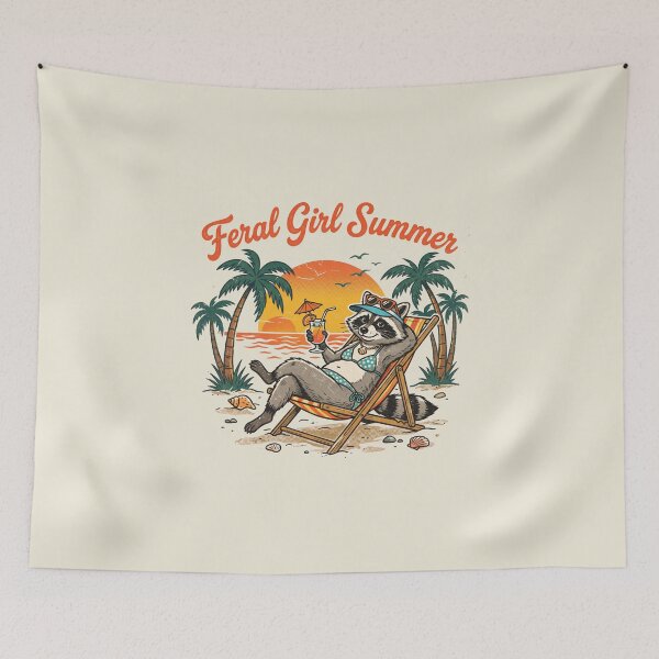 Item preview, Feral Girl Summer Funny Trash Panda Beach Raccoon designed and sold by AdyKurniawan.