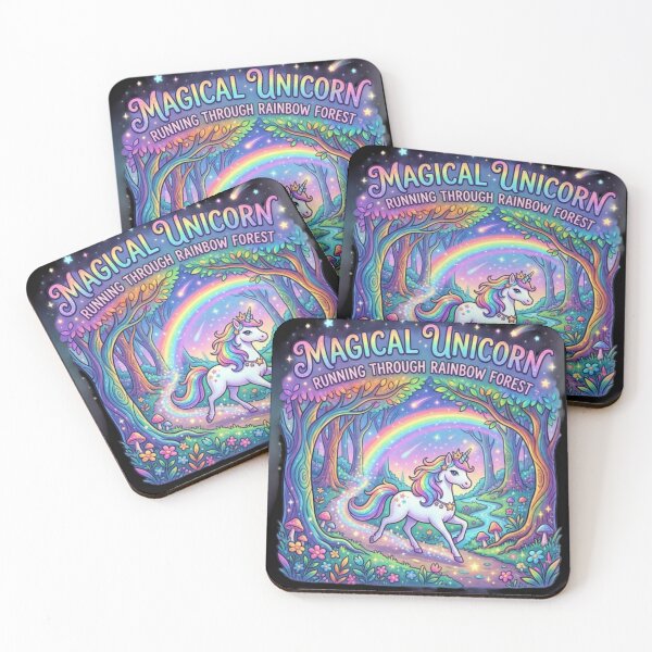 Aperçu de l'œuvre Magical unicorn running through rainbow forest  créée et vendue par Aryanshop12.