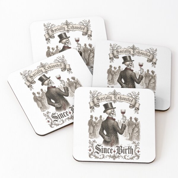 Item preview, Socially Exhausted Since Birth – Funny Introvert Skeleton Gothic Dark Humor Victorian designed and sold by Martin's_Design.
