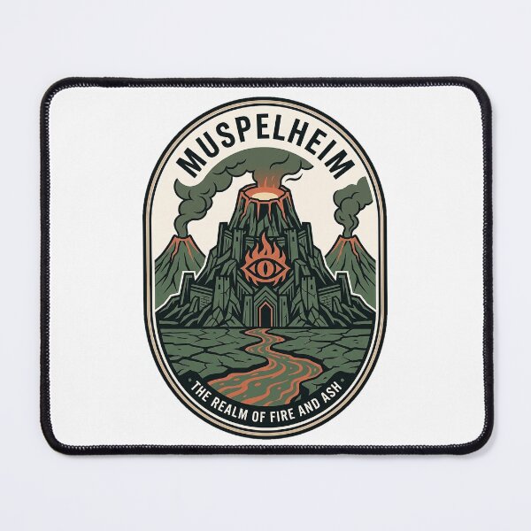 Item preview, Muspelheim Norse Mythology Fire Realm Volcano Badge designed and sold by k3rstman1.