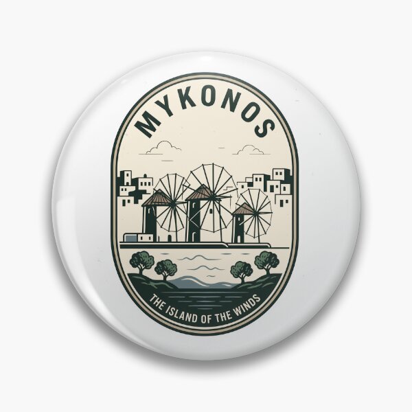 Item preview, Vintage Mykonos Greece Windmill Travel Badge designed and sold by k3rstman1.