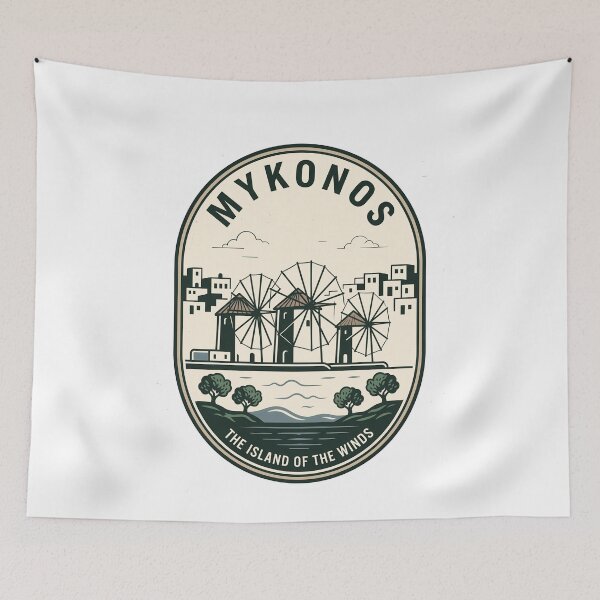 Item preview, Vintage Mykonos Greece Windmill Travel Badge designed and sold by k3rstman1.
