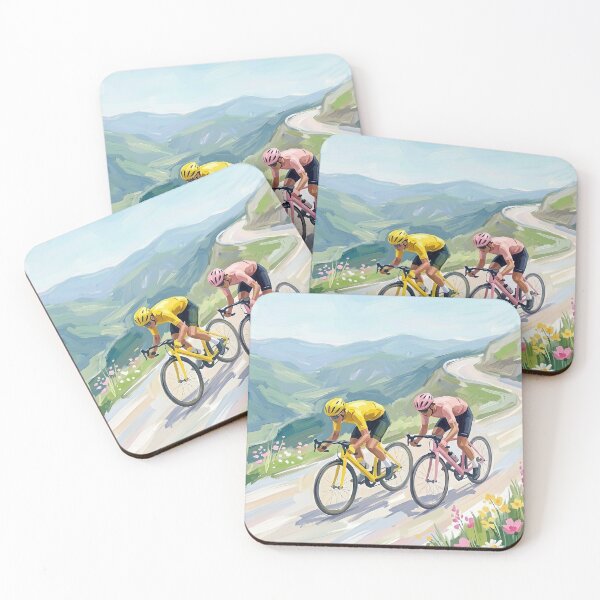 Item preview, Cycling Descent Two Cyclists Downhill Abstract designed and sold by Pastelle Art.