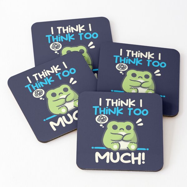 Item preview, I Think I Think Too Much - Cute Kawaii Grumpy Overthinking Frog designed and sold by NemiMakeit.