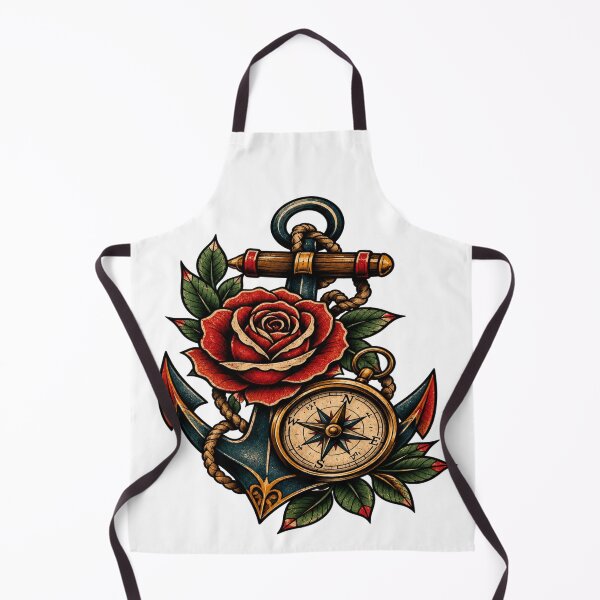 Item preview, Title Vintage Nautical Rose Sticker | Anchor Compass Artwork | Maritime Tattoo Style Design designed and sold by StickersHul.