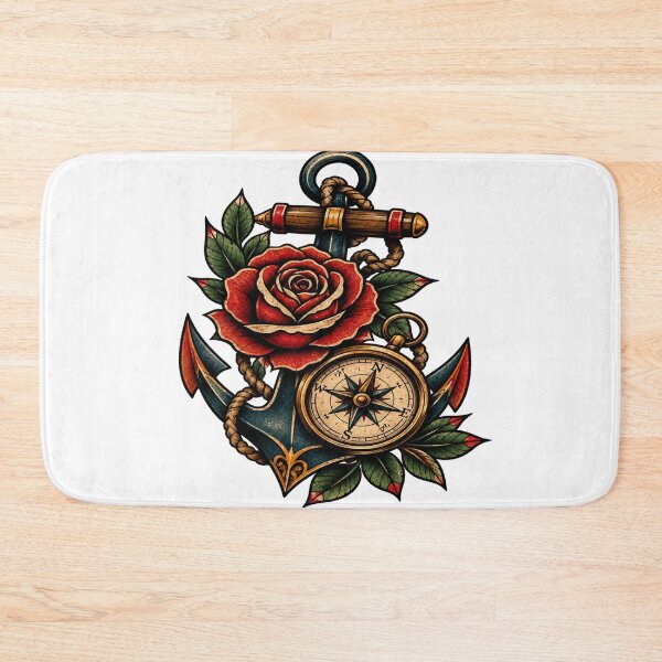 Item preview, Title Vintage Nautical Rose Sticker | Anchor Compass Artwork | Maritime Tattoo Style Design designed and sold by StickersHul.