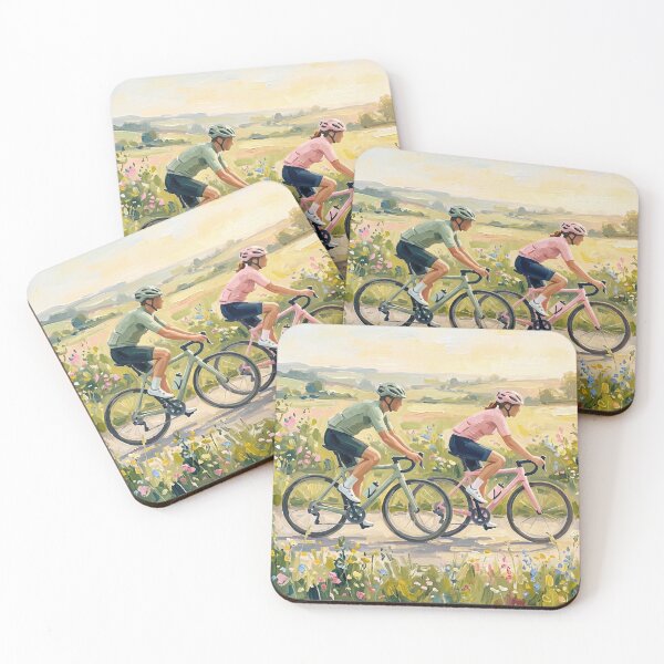Item preview, Couple Cycling Wildflowers Country Lane Abstract designed and sold by Pastelle Art.