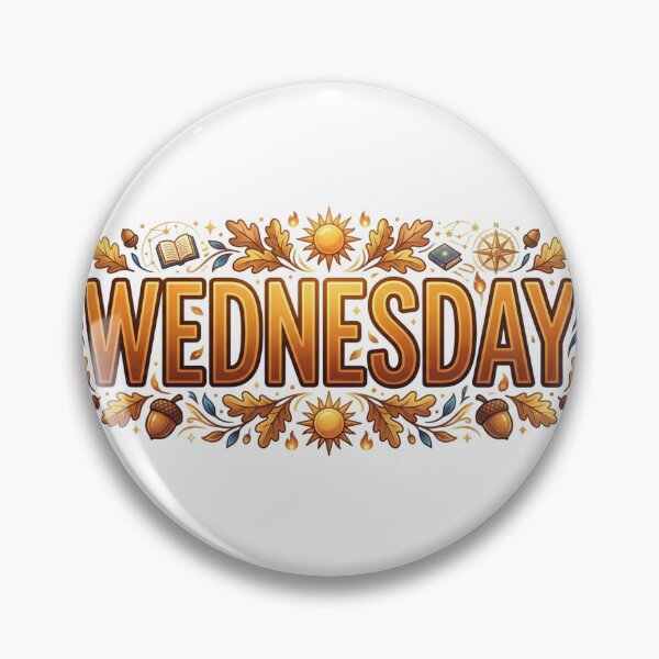 Item preview, Cozy Wednesday Autumn Vibes Typography - Retro Fall Oak Leaves & Acorns  designed and sold by crackerflake.