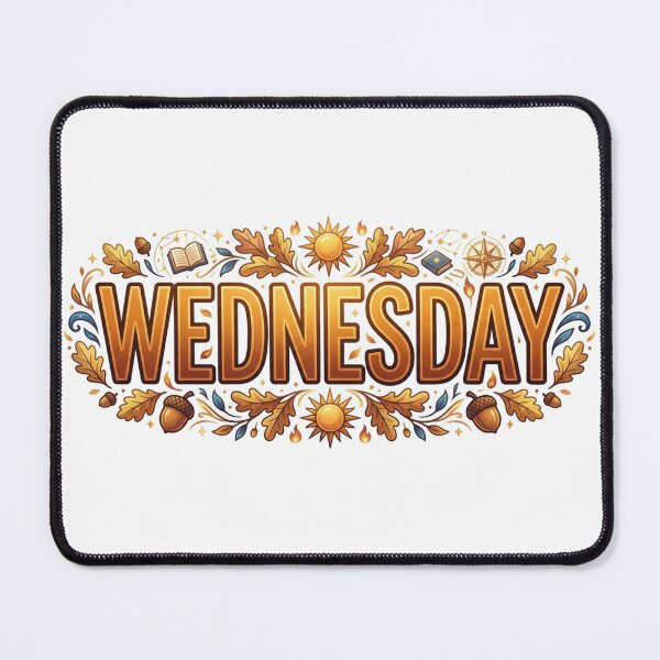 Item preview, Cozy Wednesday Autumn Vibes Typography - Retro Fall Oak Leaves & Acorns designed and sold by crackerflake.
