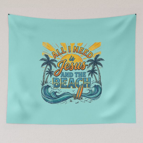 Item preview, All I Need Is Jesus And The Beach Retro Vintage Surf Christian Summer designed and sold by AdyKurniawan.