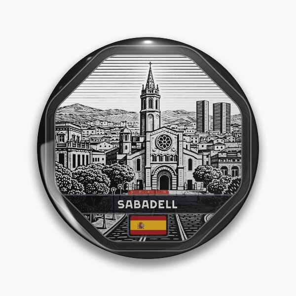 Item preview, Sabadell Spain Linocut Style  designed and sold by Thistle-TShop.