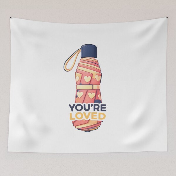 Item preview, you're loved umbrella design — cozy rainy day print designed and sold by SoftSproutstu.