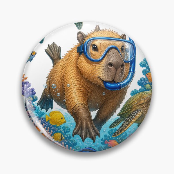 Item preview, cute capybara snorkeling underwater World Oceans Day designed and sold by ffkj09.