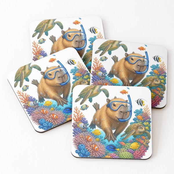 Item preview, cute capybara snorkeling underwater World Oceans Day designed and sold by ffkj09.