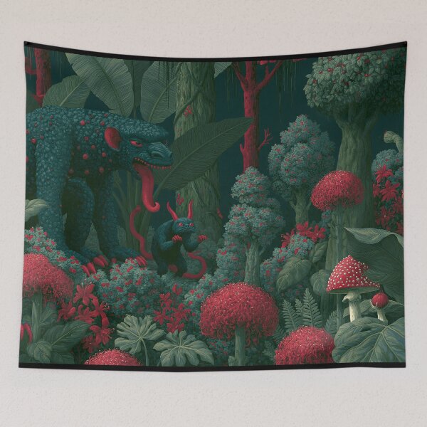 Item preview, Crimson Beasts of the Forbidden Jungle designed and sold by Absyntart.
