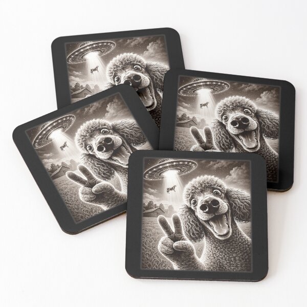 Item preview, Vintage Poodle Selfie with UFO Alien Photobooth Dog Hi designed and sold by Littermin.