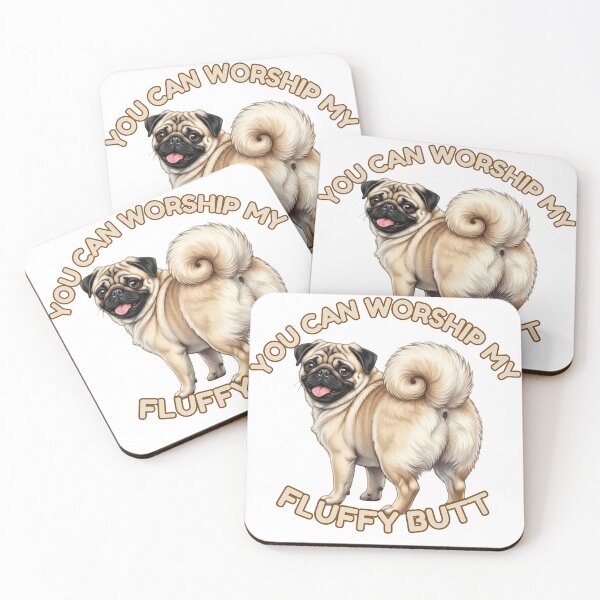 Item preview, You Can Worship My Fluffy Butt – Cute Pug Dog Meme designed and sold by DailyStruggleCo.