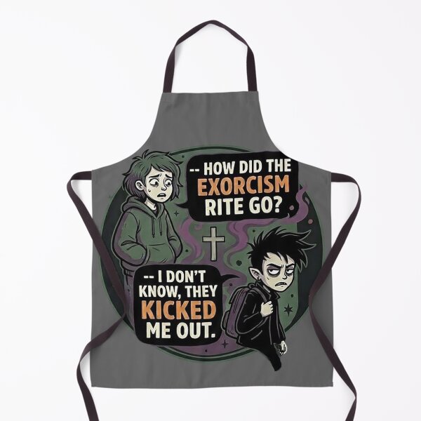 Item preview, How Did The Exorcism Rite Go? - Funny Dark Humor Goth Comic designed and sold by GrabaHuk.