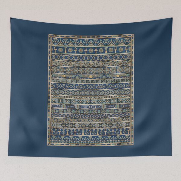 Item preview, The Palace Walls of Alexandria: Ptolemaic Blue and Gold Geometric Pattern designed and sold by FreiherrPK.