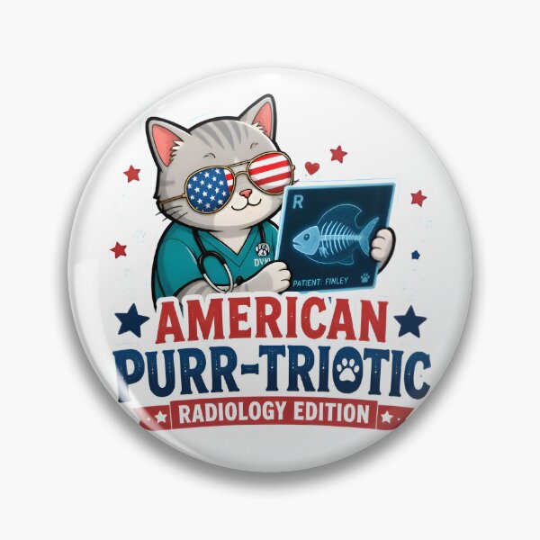Item preview, American Purr-Triotic Radiology Cat Sticker | Funny Veterinary X-Ray Humor designed and sold by Bettybee00.