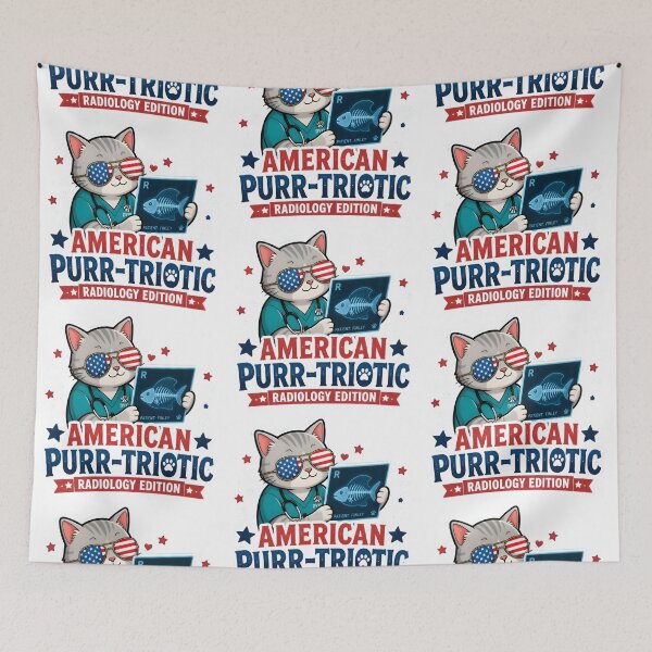 Item preview, American Purr-Triotic Radiology Cat Sticker | Funny Veterinary X-Ray Humor designed and sold by Bettybee00.