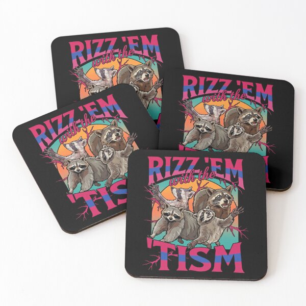 Item preview, Rizz Em With The Tism Funny Retro Comic Raccoon Meme designed and sold by Vermanartist.