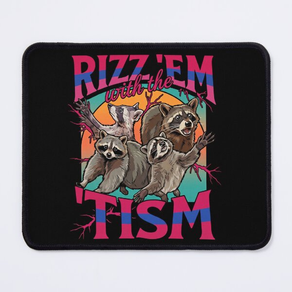 Item preview, Rizz Em With The Tism Funny Retro Comic Raccoon Meme designed and sold by Vermanartist.