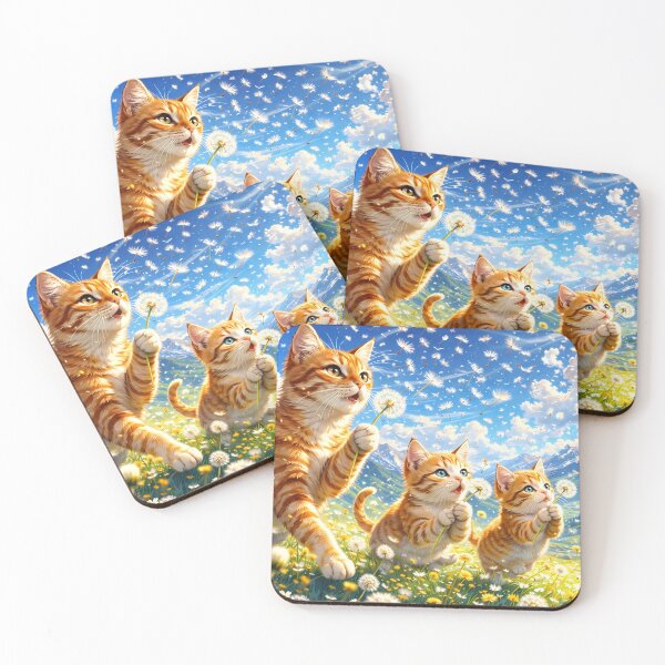 Item preview, Cute Ginger Cat Family Playing in Dandelion Meadow designed and sold by M-Y-A-R-T-.