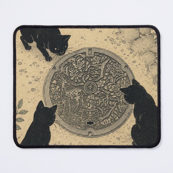 Item preview, Curious Black Cats and the Nara Deer Manhole designed and sold by Komatoya.