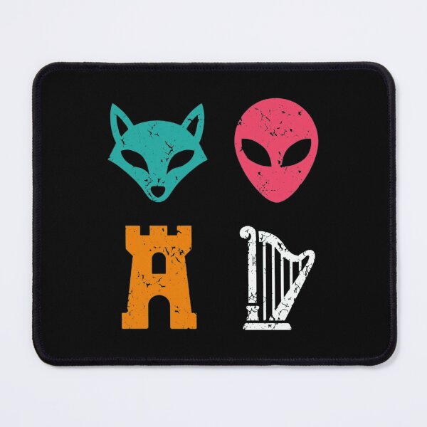 Item preview, Distressed Retro Icons Mix - Fox Alien Castle Harp Minimalist Silhouette designed and sold by haitrieuic96.