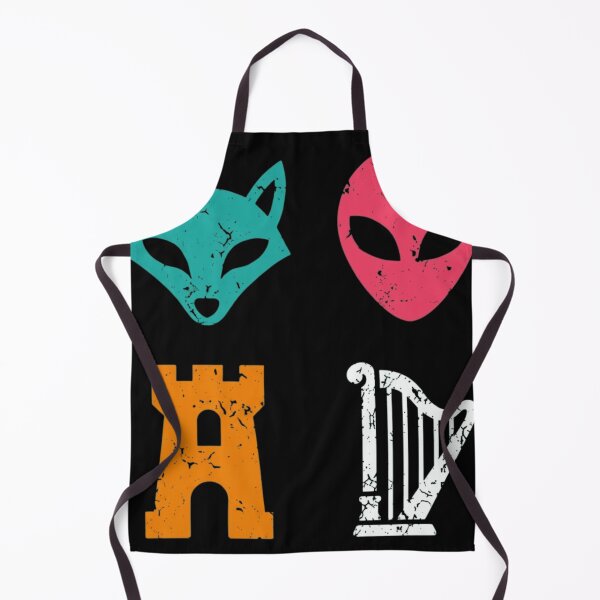 Item preview, Distressed Retro Icons Mix - Fox Alien Castle Harp Minimalist Silhouette designed and sold by haitrieuic96.