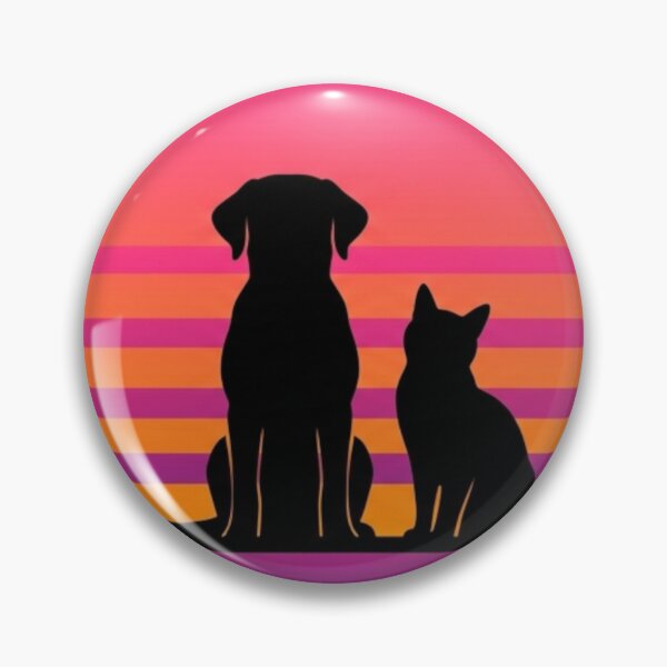 Item preview, Retro 80s Sunset Dog Cat Silhouette designed and sold by arkaicreative.