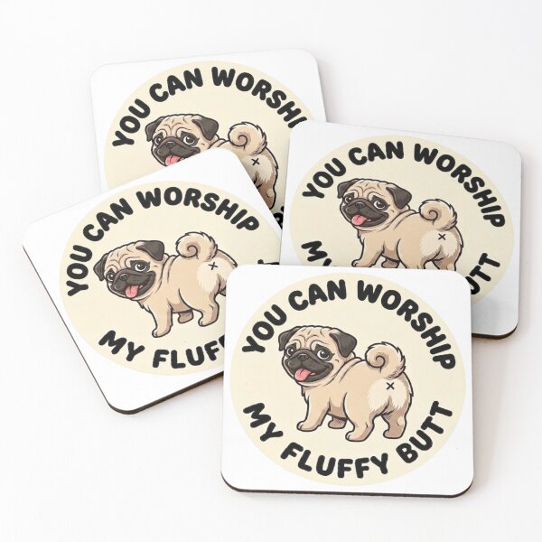 Item preview, You Can Worship My Fluffy Butt – Cute Pug Doodle designed and sold by DailyStruggleCo.