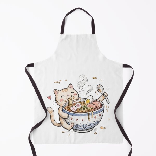 Item preview, Cute Kawaii Cat Eating Japanese Ramen Noodle Bowl designed and sold by TaiwanMemory.