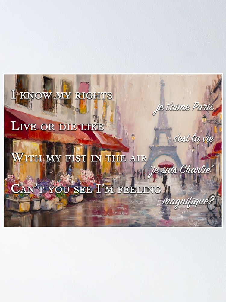 "Noise Pollution Je t'aime Paris (Lyrics Art)" Poster by