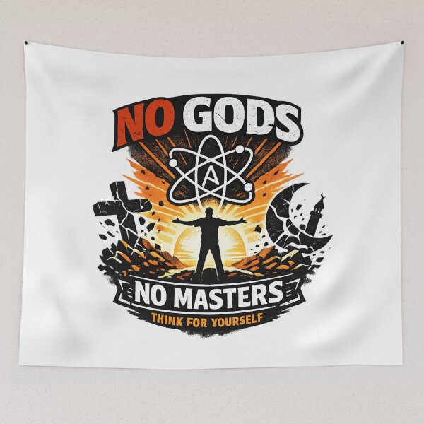 Item preview, No Gods No Masters Think for Yourself - Atheist Philosophy  designed and sold by SidTastic .
